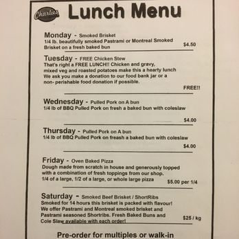Charlies Place - Lunch Menu - Butcher Near Me - Sherwood Park, Alberta Charlies Place - Lunch Menu - Butcher Near Me - Sherwood Park, Alberta