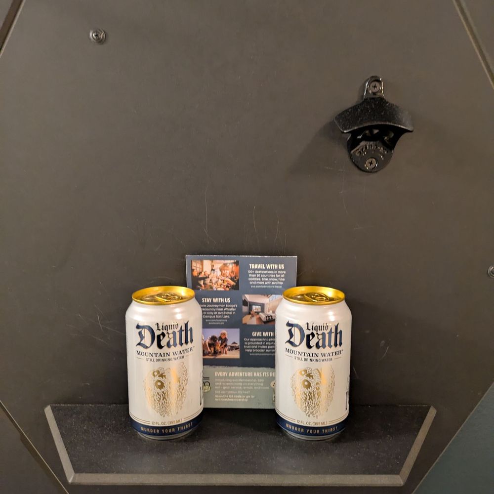 evo Hotel - Liquid Death water - Hotels Near Me - Salt Lake City, Utah evo Hotel - Liquid Death water - Hotels Near Me - Salt Lake City, Utah