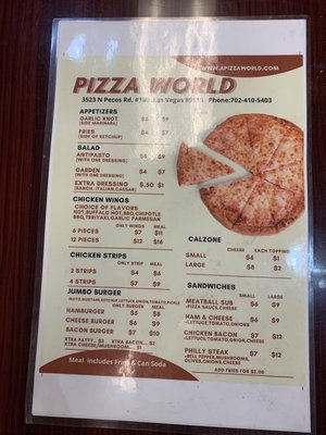 Menu photo 2 A Pizza World Las Vegas, NV Menu photo 2 A Pizza World Las Vegas, NV