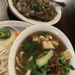 The Asian eggplant and vegetarian Pho The Asian eggplant and vegetarian Pho
