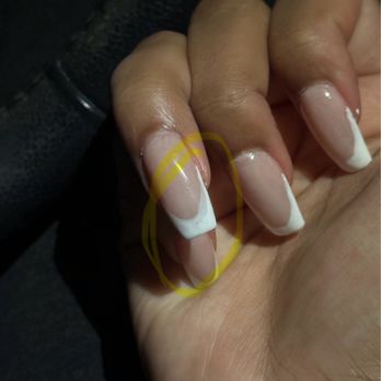 Bella Nail Spa - The lady did not finish the French tip, she left it like this. - Nail Salons Near Me - Holly Springs, North Carolina Bella Nail Spa - The lady did not finish the French tip, she left it like this. - Nail Salons Near Me - Holly Springs, North Carolina
