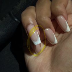 Bella Nail Spa - The lady did not finish the French tip, she left it like this.