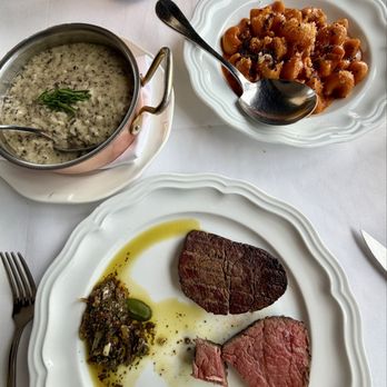 Monarch - Filet Mignon w/ Peperonata (Bottom Center) Black Truffle Risotto (Top Left) Spicy Rigatoni ala Vodka (Top Right) - Italian Near Me - Dallas, Texas Monarch - Filet Mignon w/ Peperonata (Bottom Center) Black Truffle Risotto (Top Left) Spicy Rigatoni ala Vodka (Top Right) - Italian Near Me - Dallas, Texas