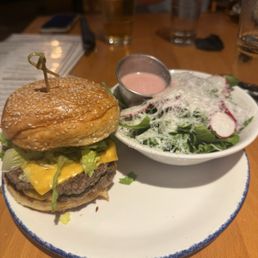 All American Burger with side salad