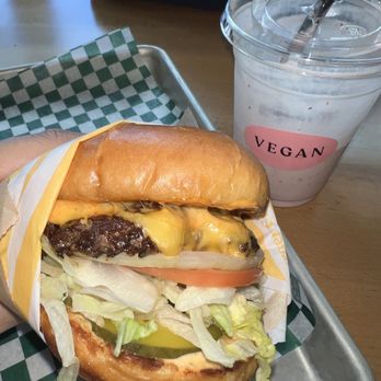 Burger Crush - Single Cheeseburger with Vegan Strawberry Shake - Burgers Near Me - Vancouver, British Columbia