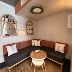 Downstairs, cozy seating area.