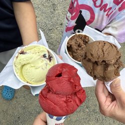 Hunter Farms - Top: pistachio cherry Chocolate Chocolate pb  Raspberry sorbet