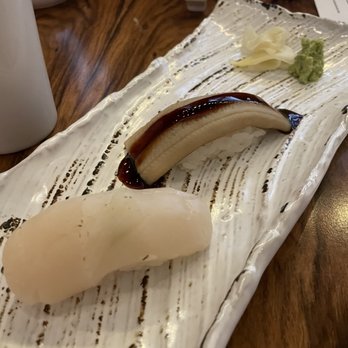 Morimoto - Sea Eel and Scallop nagiri - Japanese Near Me - Las Vegas, Nevada Morimoto - Sea Eel and Scallop nagiri - Japanese Near Me - Las Vegas, Nevada