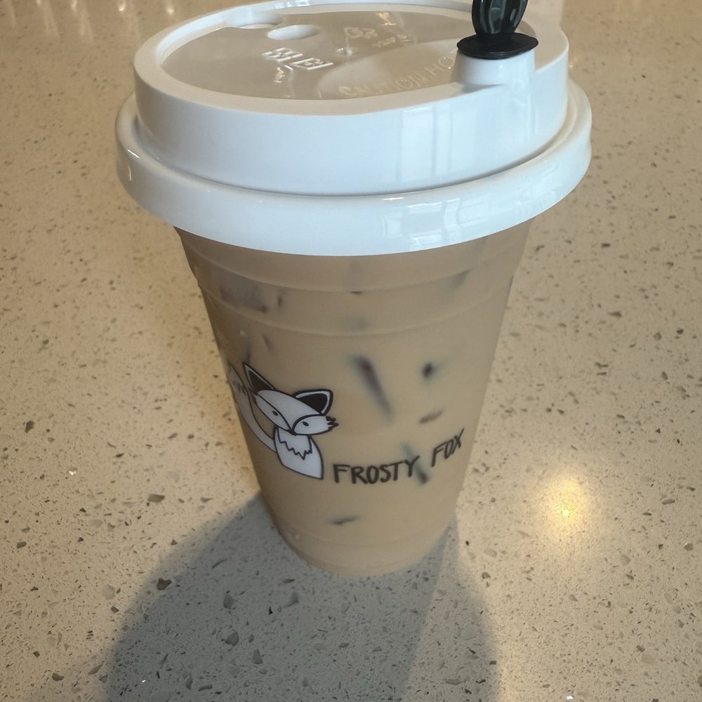Frosty Fox - Honk Kong Milk Tea - check out the great shaped stopper.. reminded me a little of Mickey Mouse - Desserts Near Me - Austin, Texas Frosty Fox - Honk Kong Milk Tea - check out the great shaped stopper.. reminded me a little of Mickey Mouse - Desserts Near Me - Austin, Texas