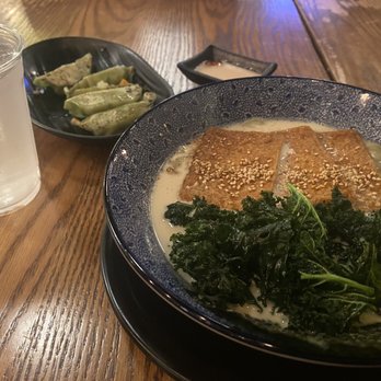 HINODEYA Ramen & Bar Greenville - Vegetarian Classic Creamy Ramen and Edamame Dumplings - Ramen Near Me - Dallas, Texas