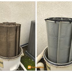 Shane's Pool & Spa Service - A before and after photo of a filter cleaning