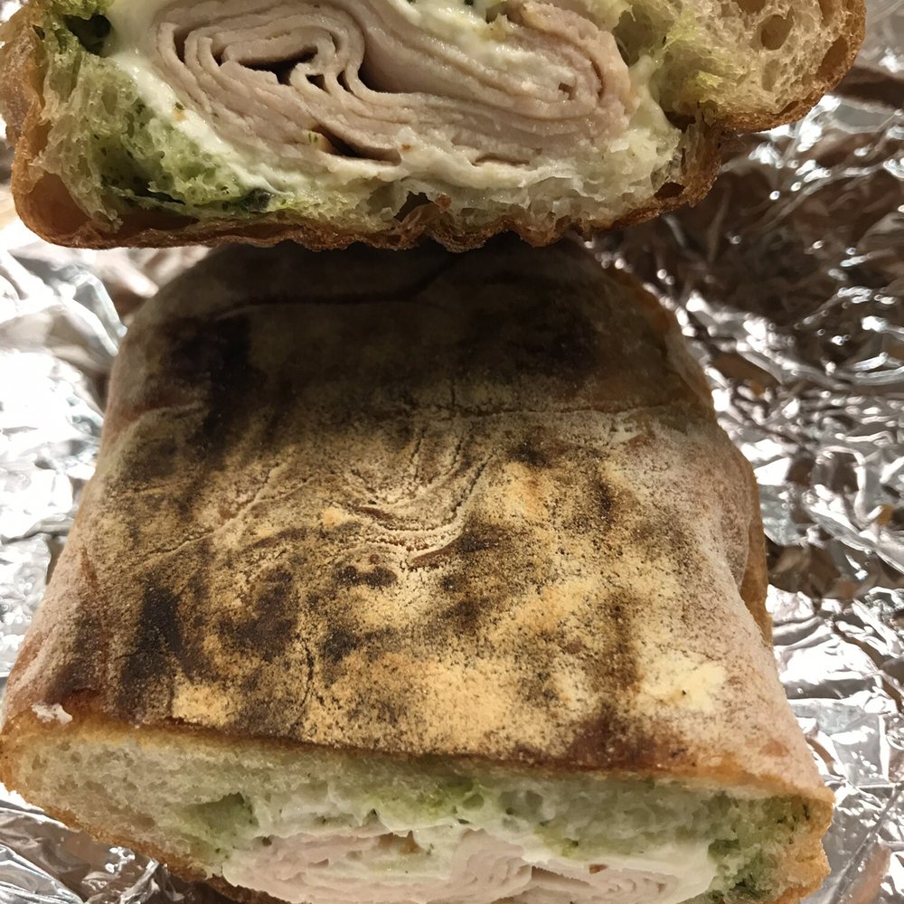 The Picnic Basket - Turkey and Herbs Hot Pressed Sandwich- with mozzarella instead of Swiss cheese. Very good - Cafes Near Me - New York, New York