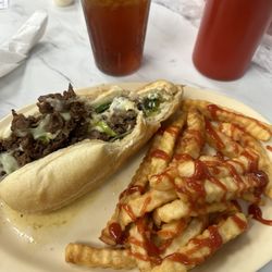 Claudine's Restaurant - Steak & Cheese w/fries