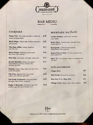 Menu photo 2 Farzi Cafe Bellevue, WA
