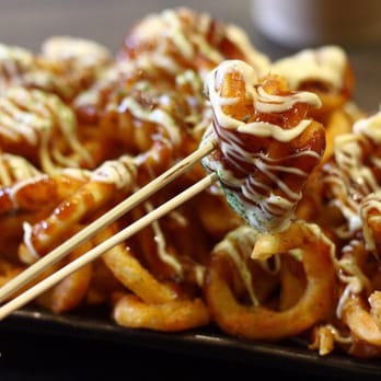 i-Tea - Curly Fries with mayo + takoyaki sauce - Ramen Near Me - Milpitas, California