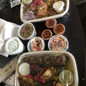 Mazra - Double Kebab Plate- chicken and beef Shawarma Plate- chicken With hummus, arabica salad, and Cucumber Mint Yoghurt Salad - Mediterranean Near Me - San Bruno, California Mazra - Double Kebab Plate- chicken and beef Shawarma Plate- chicken With hummus, arabica salad, and Cucumber Mint Yoghurt Salad - Mediterranean Near Me - San Bruno, California