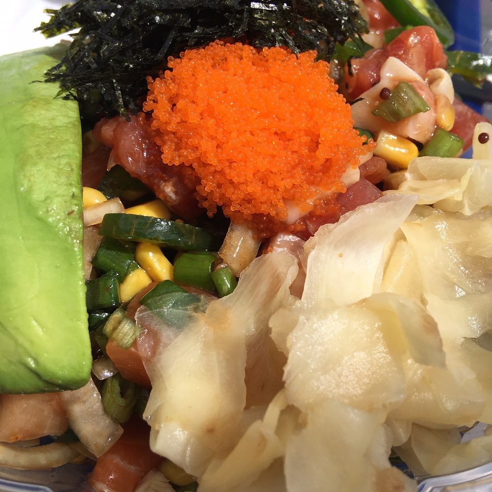 Poke Moke - Large Poke Bowl (3 Scoops) with Pickled Ginger, Wasabi Yuzu sauce, avocado, masago - Poke Near Me - Denver, Colorado Poke Moke - Large Poke Bowl (3 Scoops) with Pickled Ginger, Wasabi Yuzu sauce, avocado, masago - Poke Near Me - Denver, Colorado