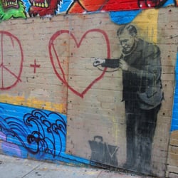 Banksy's love and peace, in Chinatown.