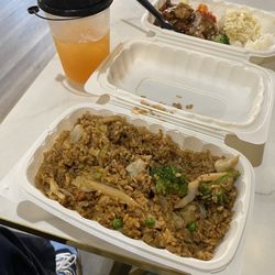Chop Asian Kitchen - VEGGIE FRIED RICE, TERIYAKI HAWAIIAN BBQ, GRAPEFRUIT ICED GREEN TEA.