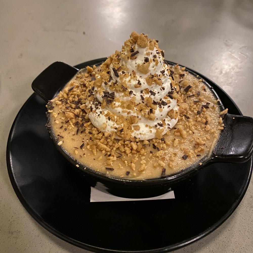 Chocolate pot dessert with peanut butter