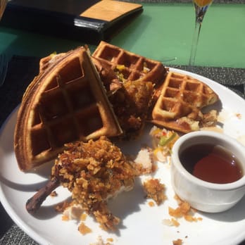 Area 31 - Jerk chicken and waffles although this doesn't look that great because I had already eaten some of it - Seafood Near Me - Miami, Florida