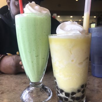 Pho ABC - B19. Honeydew Smoothie & B22. Pineapple Smoothie (w/boba) soooo tasty!!!! - Vietnamese Near Me - Folsom, California