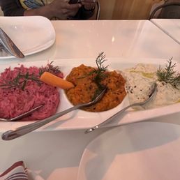 The mixed cold mezze Lokals Favorite Dips Platter The mixed cold mezze Lokals Favorite Dips Platter