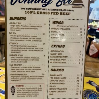 Johnny Boi - Menu - Burgers Near Me - Richmond, California