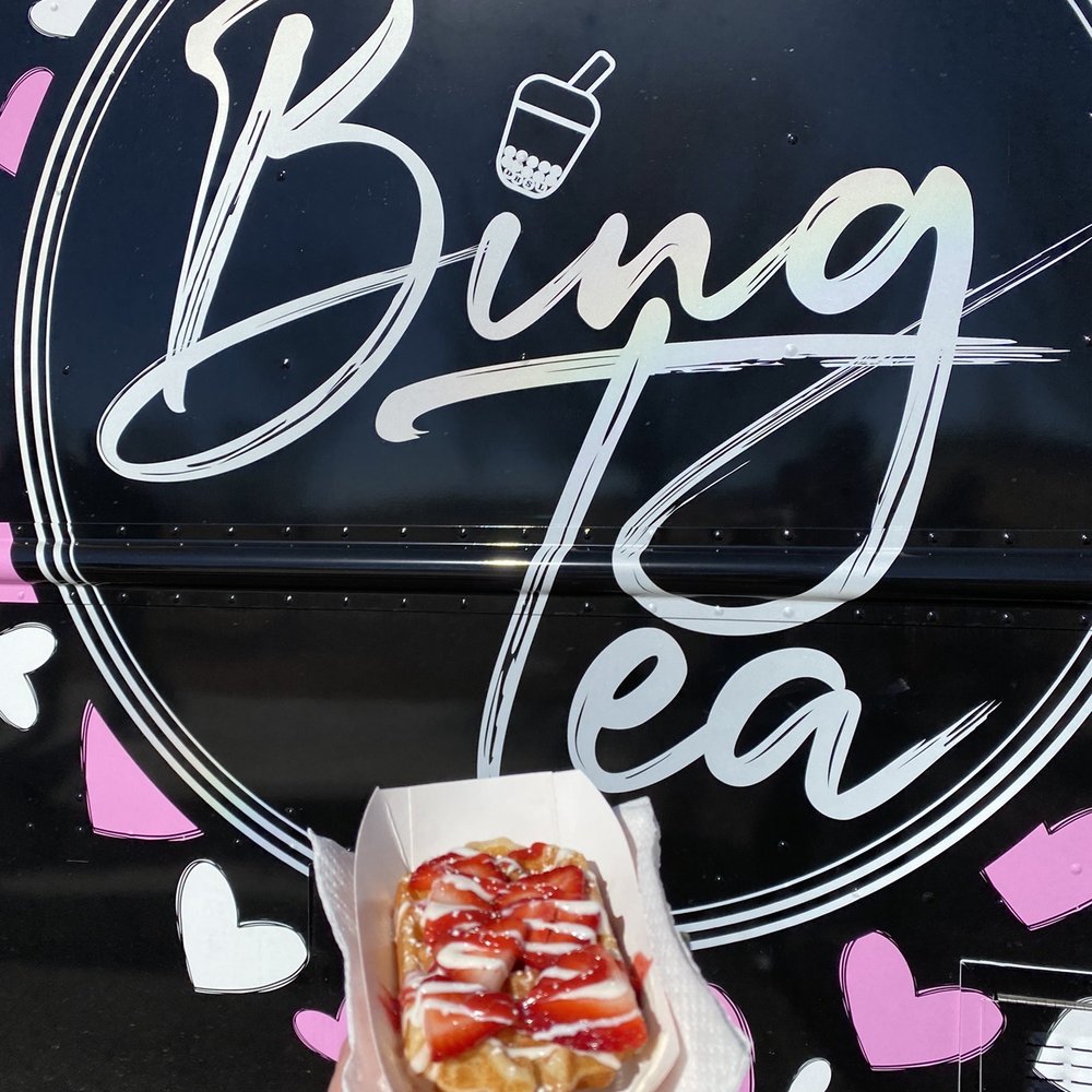 Bing Tea - Strawberry Cheesecake Honeycomb Mochi Waffle .. delectable!! - Desserts Near Me - Albuquerque, New Mexico