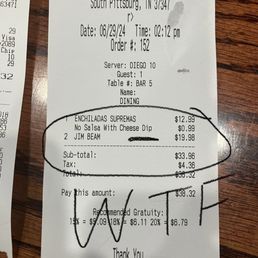 Hell no. All for a Enchilada and 2 Jim and Cokes. Nope. This sucker is out. Hell no. All for a Enchilada and 2 Jim and Cokes. Nope. This sucker is out.