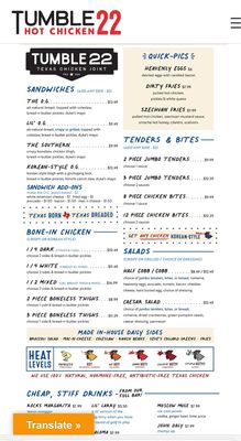 Menu photo 8 Tumble 22 Chicken Joint Austin, TX