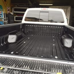9/4/2015: Line-X spray-in liner on my Ford F-250 Lariat with the UV protection top coat. The tailgate liner is OEM from Ford.