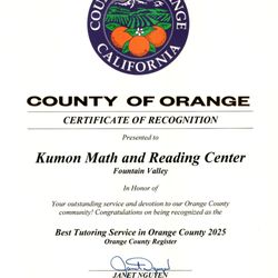 Kumon Math and Reading Center of Fountain Valley - West - Best Tutoring Service in Orange County 2025