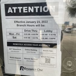 Resource One Credit Union - Updated branch hours