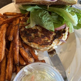 Ellen's Bakery & Cafe - Salmon Burger close up picture, very good - Bakeries Near Me - Sylvan Lake, Michigan Ellen's Bakery & Cafe - Salmon Burger close up picture, very good - Bakeries Near Me - Sylvan Lake, Michigan