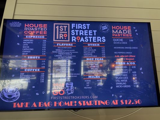 Menu photo 1 First Street Roasters Temple, TX