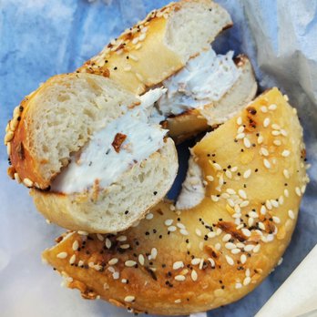 P. L. Bagels - Everything Bagel with Garlic, Bacon, Basil cream cheese - Bagels Near Me - San Diego, California P. L. Bagels - Everything Bagel with Garlic, Bacon, Basil cream cheese - Bagels Near Me - San Diego, California
