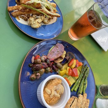 Robins Restaurant - Roasted Cauliflower and Tempura Sweet Potato Meze Plate - New American Near Me - Cambria, California Robins Restaurant - Roasted Cauliflower and Tempura Sweet Potato Meze Plate - New American Near Me - Cambria, California