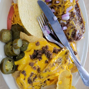 Dairy Queen - Mexican Plate 1 - Taco, 1 Fried Burrito covered in chilli & cheese, with side of meat nachos. - Burgers Near Me - Cooper, Texas Dairy Queen - Mexican Plate 1 - Taco, 1 Fried Burrito covered in chilli & cheese, with side of meat nachos. - Burgers Near Me - Cooper, Texas