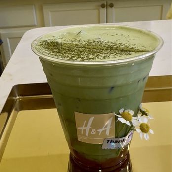 H&A Coffee And Tea - Ichigo Duo Matcha - milk, matcha, agave, strawberry puree, matcha cream top, matcha powder garnish - Coffee & Tea Near Me - Rosemead, California H&A Coffee And Tea - Ichigo Duo Matcha - milk, matcha, agave, strawberry puree, matcha cream top, matcha powder garnish - Coffee & Tea Near Me - Rosemead, California