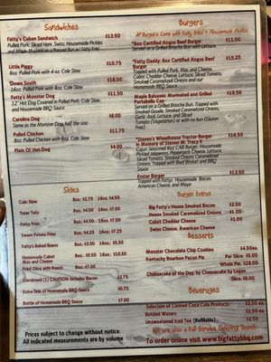 Menu photo 1 Big Fatty's BBQ White River Junction, VT
