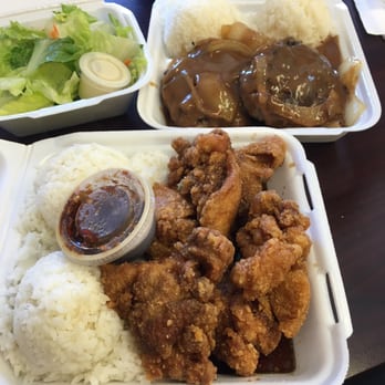 Sugoi - Hamburger steak and spicy garlic chicken...soo good! - Japanese Near Me - Honolulu, Hawaii Sugoi - Hamburger steak and spicy garlic chicken...soo good! - Japanese Near Me - Honolulu, Hawaii
