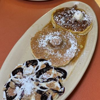 Snooze, an A.M. Eatery - Signature pancake flight (recommend!) / Snooze classic - Breakfast & Brunch Near Me - Tustin, California Snooze, an A.M. Eatery - Signature pancake flight (recommend!) / Snooze classic - Breakfast & Brunch Near Me - Tustin, California