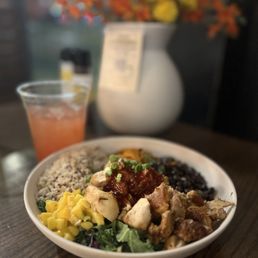 a bowl of food on a table a bowl of food on a table