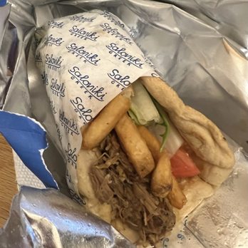Saloniki Greek - Braised pork pita - Greek Near Me - Cambridge, Massachusetts
