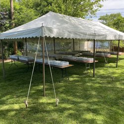 J & J Party Rental - 20 by 40 foot tent with 8 tables and 80 chairs