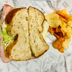Jimmy John's - Ham and cheese sandwich with bbq and salt n vinegar chips