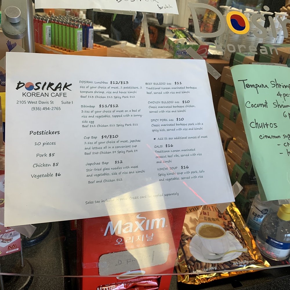 Dosirak Korean Cafe - Menu - Korean Near Me - Conroe, Texas