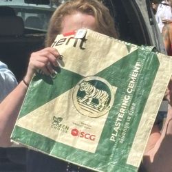 Made from recycled cement bags