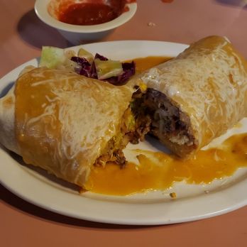 Pokez - Johny's Breakfast Burrito... NO BACON... ADD CARNE ASADA... WITH SAUCE AND CHEESE ON TOP. - Mexican Near Me - San Diego, California